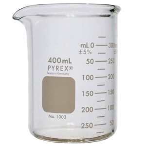 Vaso de precipitados PYREX® Griffin de forma baja de 400 ml, escala doble, graduado